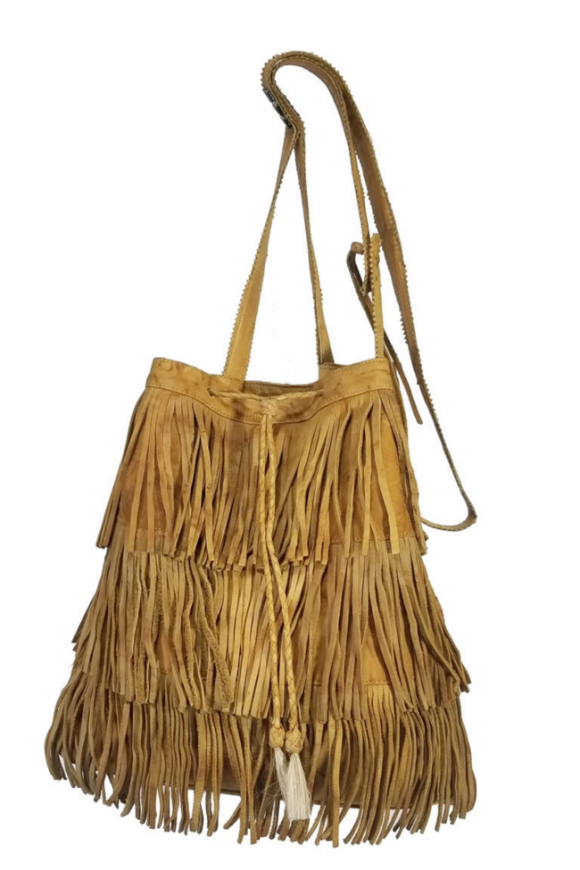 (image for) Double Fringe Three Layer Braided Cord Leather Shoulder Bag